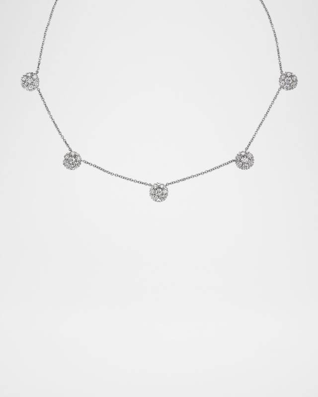 Platinum Five-Station Diamond Necklace, 16"L